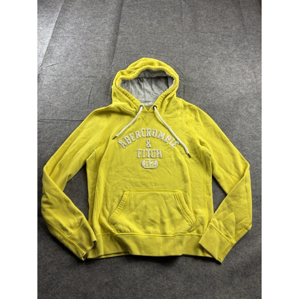 Abercrombie and Fitch Hoodie Women's L Yellow Vintage Heavyweight Sweater Y2K